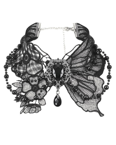 Dark In Love Womens Gothic Lace Butterfly Choker Necklace