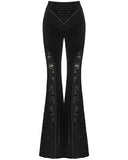 Punk Rave Womens Gothic Velvet & Lace Flared Leggings