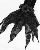 Devil Fashion Womens Long Gothic Velvet & Lace Rose Embellished Opera Gloves