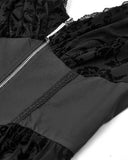 Dark In Love Womens Gothic Sorceress Sheer Floral Mesh Hooded Gown Dress