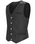 Devil Fashion Mens Tennyson Striped Gothic Waistcoat - Black