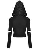 Dark In Love Womens Gothic Punk Cross Shredded Hooded Top