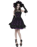 Devil Fashion Womens Gorgeous Gothic Embellished Lace Party Prom Dress - Purple & Black