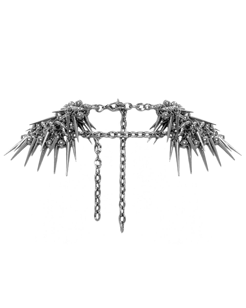 Devil Fashion Womens Gothic Punk Spiked Double Chain Necklace – Violent ...