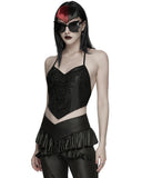 Punk Rave Womens Gothic Lace Applique Tie-Back Camisole Top