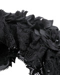 Dark In Love Womens Rose Embellished Horns & Mesh Train Fascinator Tiara