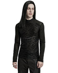 Punk Rave Mens Gothic Skull Cameo Mesh Long Sleeve Tee