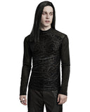 Punk Rave Mens Gothic Skull Cameo Mesh Long Sleeve Tee