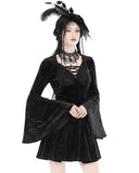 Dark In Love Womens Romantic Gothic Rose Velvet Mini Dress
