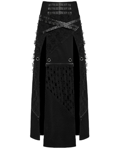 Punk Rave Womens Apocalyptic Punk Spliced Broken Knit Detachable Skirt