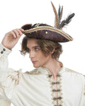 Devil Fashion Mens Steampunk Feather Pirate Cap Hat - Brown