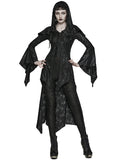 Punk Rave Womens Long Gothic Witch Broken Knit Hooded Jacket