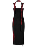 Punk Rave Daily Life Urban Casuals 2-Piece Tie Dye Midi Dress - Black & Red