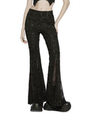 Punk Rave Daily Life Womens Apocalyptic Gothic Shredded Jacquard & Lace Flared Leggings
