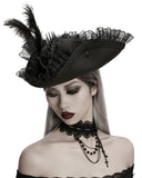 Punk Rave Unisex Gothic Dragon Spine Feathered Tricorn Hat