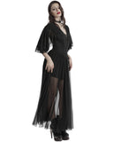 Punk Rave Daily Life Long Gothic Rose Lace & Pleated Mesh Lace Up Maxi Dress