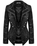 Dark In Love Womens Baroque Gothic Jacquard Layered Collar Riding Jacket