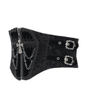 Devil Fashion Mens Gothic Coffin & Crucifix Chained Velvet Cummerbund Belt