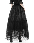 Dark In Love Womens Baroque Gothic Flocked Damask Mesh Maxi Skirt