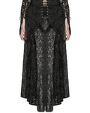 Punk Rave Plus Size Womens Gothic Embossed Damask & Lace Maxi Skirt