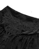 Dark In Love Womens Long Gothic Corset-Waist Velvet & Lace Applique Maxi Skirt