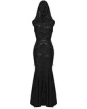 Punk Rave Daily Life Womens Apocalyptic Gothic Shredded Hooded Corset Maxi Dress