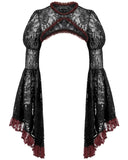 Dark In Love Womens Elegant Gothic Lace Bolero Shrug - Black & Red
