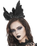 Devil Fashion Womens Gothic Crucifix Feathered Tiara Crown Fascinator