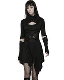 Punk Rave Womens Apocalyptic Gothic Hooded Mini Dress