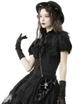 Dark In Love Gothic Steampunk Short Sleeve Ruffle Blouse - Black