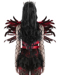 Punk Rave Womens Burlesque Gothic Vixen Feathered Harness - Black & Red