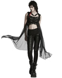 Punk Rave Womens Gothic Cyberpunk Hooded Harness Chiffon Cloak Cape