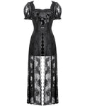 Dark In Love Womens Long Romantic Gothic Velvet & Lace Petals Dress
