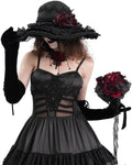 Devil Fashion Womens Dark Gothic Lolita Embellished Rose Hat