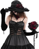 Devil Fashion Womens Dark Gothic Lolita Embellished Rose Hat