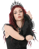 Dark In Love Womens Gothic Velvet & Lace Embroidered Armwarmer Gloves