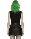 Punk Rave Womens Apocalyptic Gothic Studded Shredded Fishnet Tank Top Vest