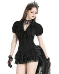 Dark In Love Womens Gothic Mesh Embellished Cravat Blouse Top