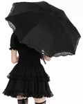 Dark In Love Womens Gothic Lolia Doll Lace Applique Parasol Umbrella