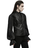 Punk Rave Mens Dark Gothic Aristocrat Embellished Lace Trim Waistcoat Vest