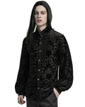 Punk Rave Mens Gothic Devore Velvet Royal Damask Dress Shirt