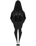 Punk Rave Daily Life Womens Velvet Gothic Lolita Hooded Split Tails Bolero Cape - Black