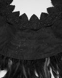 Punk Rave Womens Gothic Burlesque Feathered Shawl Cape - Black & Red