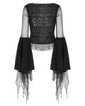 Eva Lady Womens Gothic Velvet & Flocked Damask Mesh Lace Applique Top