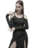 Punk Rave Womens Long Gothic Cyber Punk Serpentine Side Splits Maxi Dress