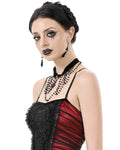 Dark In Love Womens Gothic Crucific Beaded Choker Necklace - Black & Red