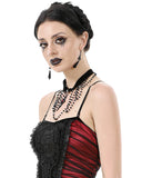 Dark In Love Womens Gothic Crucific Beaded Choker Necklace - Black & Red