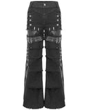 Devil Fashion Mens Dark Apocalyptic Punk Frayed Bullet Wide-Leg Pants