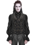 Devil Fashion Mens Regency Gothic Steampunk Paisley Velvet Waistcoat Vest Brown