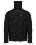 Punk Rave Mens Shredded Knit Apocalyptic Gothic Sweater Top - Black